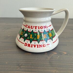 Vintage "Caution: Golfer Driving" travel mug